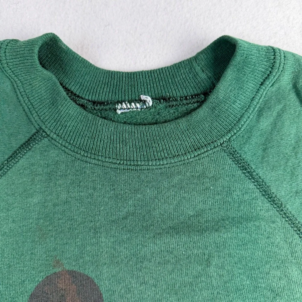 Vintage‎ 80s Mickey Mouse Kids Green Raglan Sweatshirt Disney Graphic Pullover